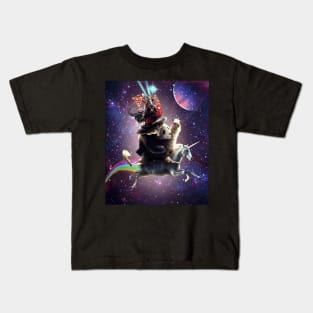 Cat Riding Chicken Turtle Panda Llama Unicorn Kids T-Shirt